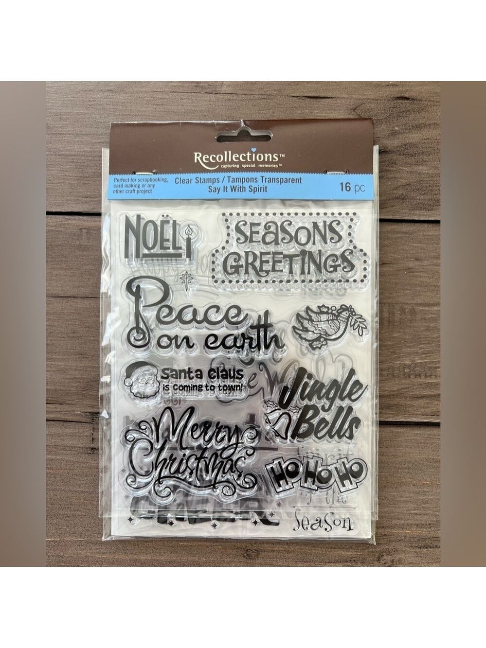 Recollections Clear Stamps Christmas Theme Say It With Spirit Set